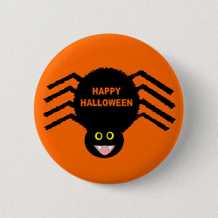 Badge Rond 5 Cm Bouton d'Halloween de l'araignée noire