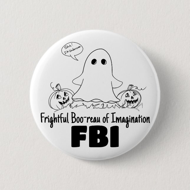 Badge Rond 5 Cm Bouton d'Halloween du FBI caché (Devant)