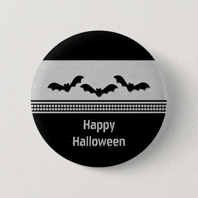 Badge Rond 5 Cm Bouton d'Halloween Grisé, gris clair (Devant)
