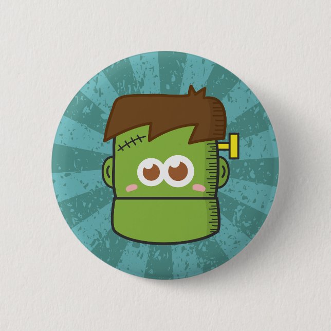 Badge Rond 5 Cm Bouton d'Halloween monstre de Cute Frankenstein (Devant)
