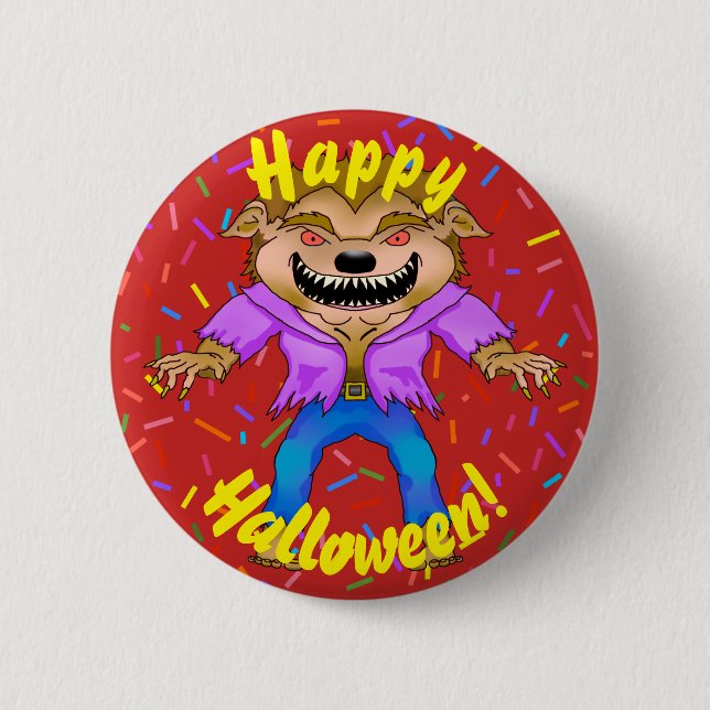 Badge Rond 5 Cm Bouton d'Halloween Werewolf (Devant)