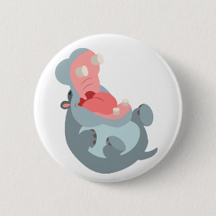 Badge Rond 5 Cm Bouton d'Hippo de dessin animé mignon