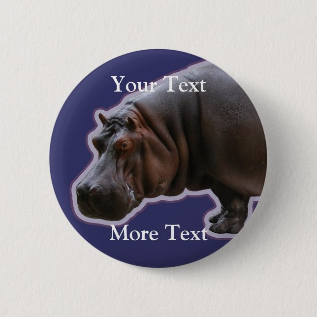 Badge Rond 5 Cm Bouton d'hippopotame (Devant)