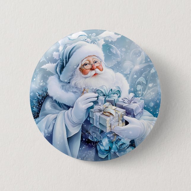 Badge Rond 5 Cm Bouton d'hiver bleu (Devant)
