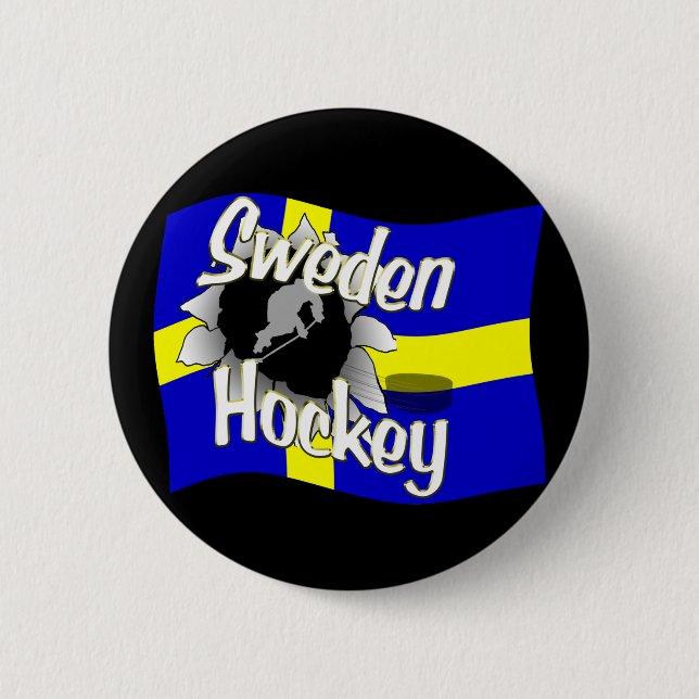 Badge Rond 5 Cm Bouton d'hockey de la Suède (Devant)