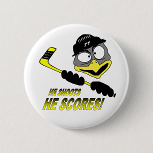 Badge Rond 5 Cm Bouton d'hockey de pingouin