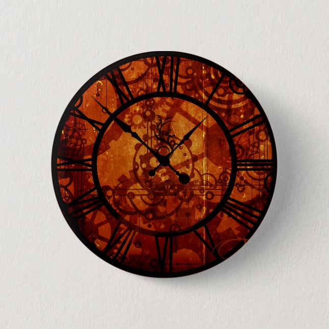 Badge Rond 5 Cm bouton d'horloge de steampunk (Devant)