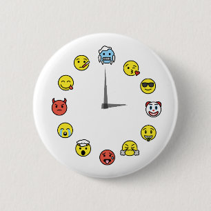 Badge Rond 5 Cm Bouton d'horloge Emoji drôle