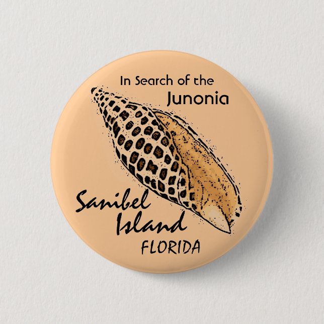 Badge Rond 5 Cm Bouton d'humour d'île de Sanibel de coquille de (Devant)