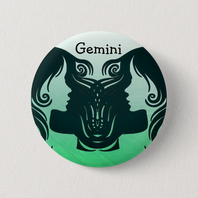 Badge Rond 5 Cm Bouton diaphragme zodiaque Gemini Horoscope (Devant)