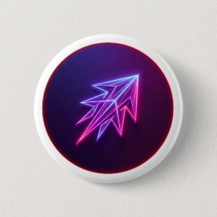 Badge Rond 5 Cm Bouton d'icône de fusée futuriste avec néon