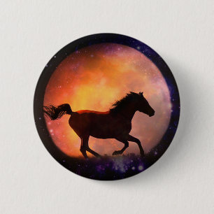 Badge Rond 5 Cm Bouton d'Imaginaire de cheval et de lune super Coo