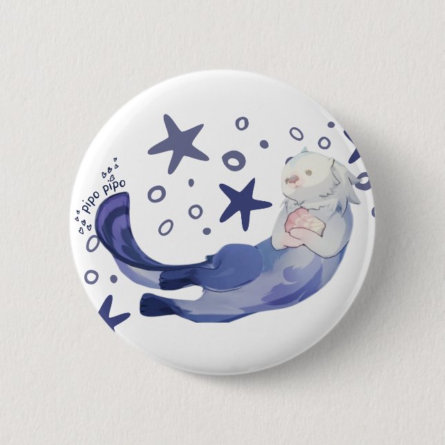 Badge Rond 5 Cm Bouton d'impact Otter Genshin (Devant)