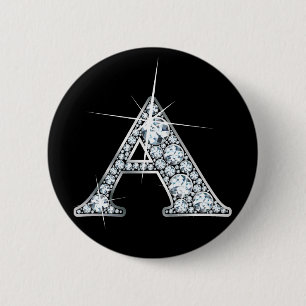 Badge Rond 5 Cm Bouton d'impression à bille de diamant "A"