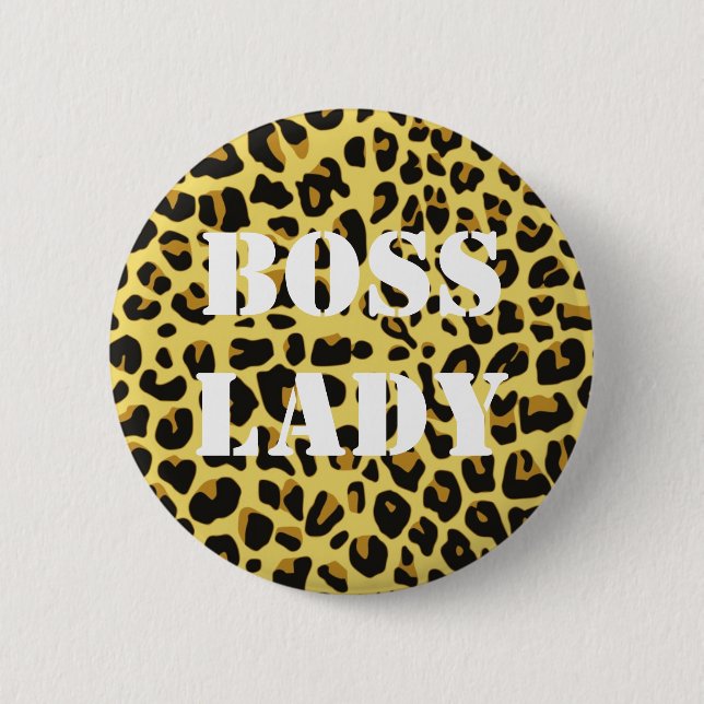 Badge Rond 5 Cm Bouton d'impression léopard de patronne (Devant)