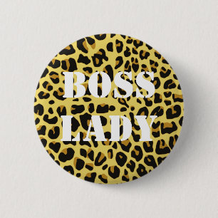 Badge Rond 5 Cm Bouton d'impression léopard de patronne