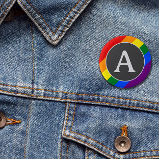 Badge Rond 5 Cm Bouton d'indicateur LGBT initial Rainbow Pride