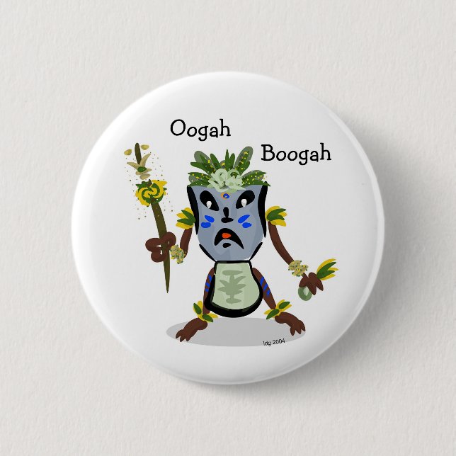 Badge Rond 5 Cm Bouton d'indigène de Tiki Hito (Devant)