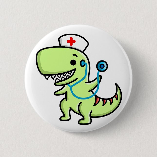 Badge Rond 5 Cm Bouton d'infirmière de T-rex (Devant)