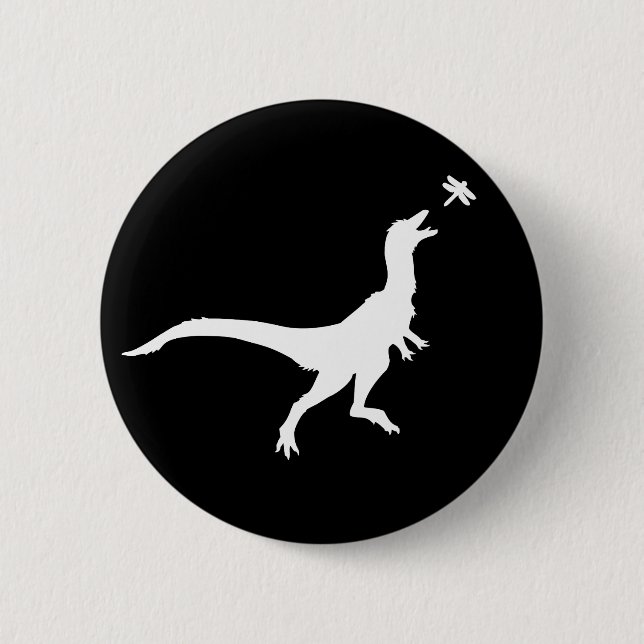 Badge Rond 5 Cm Bouton Dinosaure et Libellule (Devant)