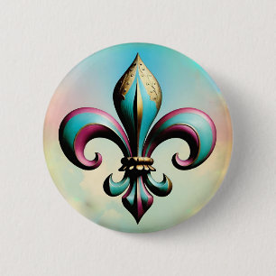 Badge Rond 5 Cm Bouton d'insigne Fleur de lis