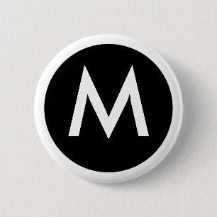 Badge Rond 5 Cm Bouton d'insigne M Monogramme