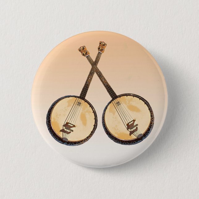 Badge Rond 5 Cm Bouton d'instrument de musique de banjos (Devant)