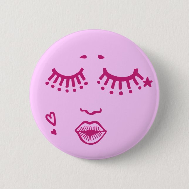 Badge Rond 5 Cm Bouton Disco Kiss (Devant)