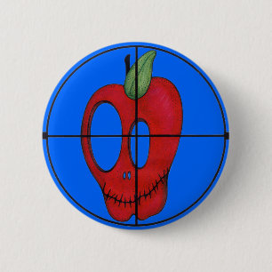 Badge Rond 5 Cm Bouton d'OBA, cible rouge de crâne de pomme