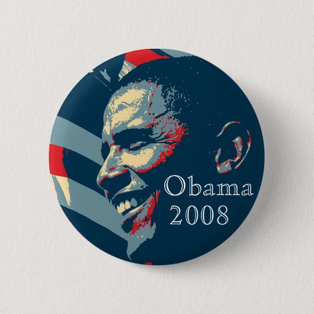Badge Rond 5 Cm Bouton d'Obama 2008 (Devant)