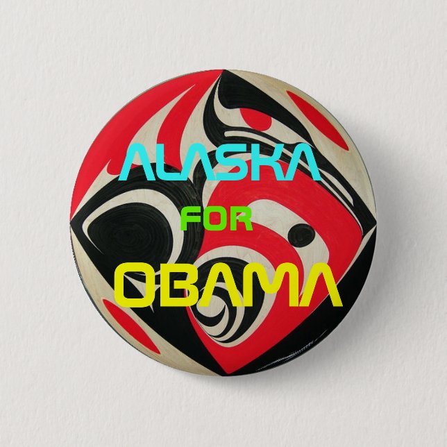 Badge Rond 5 Cm Bouton d'Obama Alaska (Devant)
