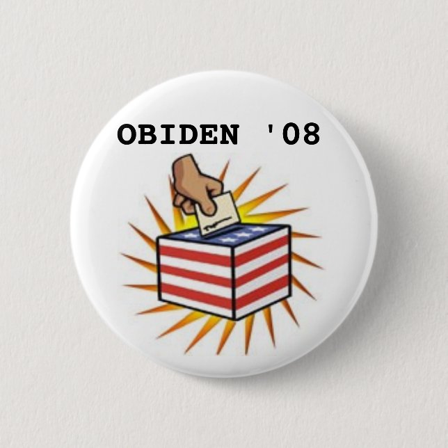 BADGE ROND 5 CM BOUTON D'OBAMA BIDEN (Devant)