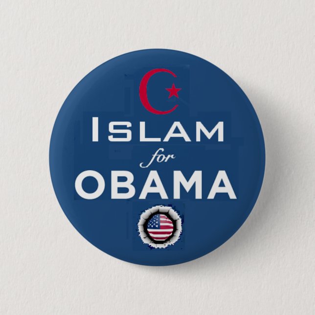 Badge Rond 5 Cm Bouton d'Obama de l'ISLAM (Devant)