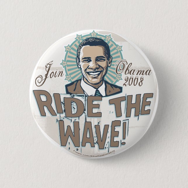 Badge Rond 5 Cm Bouton d'Obama de vague (Devant)