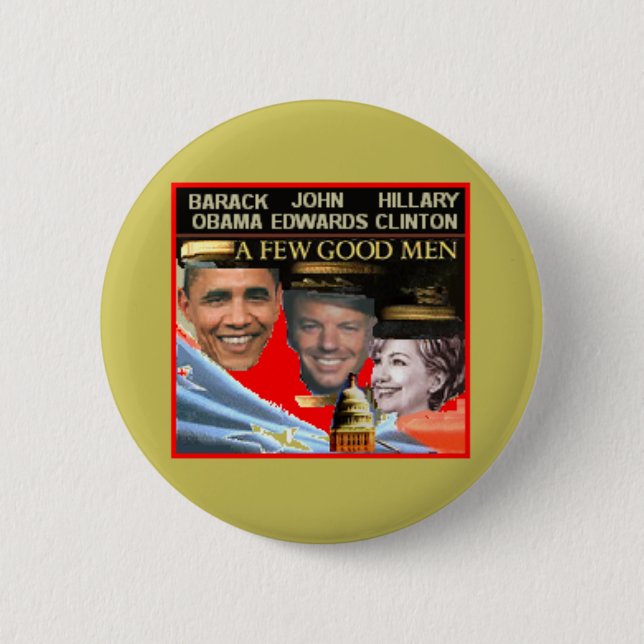 Badge Rond 5 Cm Bouton d'Obama Edwards Hillary (Devant)