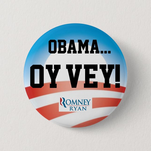 BADGE ROND 5 CM BOUTON D'OBAMA OY VEY (Devant)