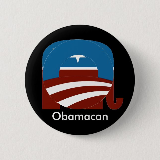 Badge Rond 5 Cm Bouton d'Obamacan, foncé (Devant)