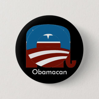 Badge Rond 5 Cm Bouton d'Obamacan, foncé
