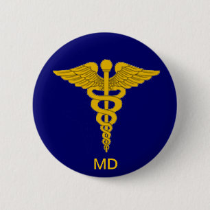 Badge Rond 5 Cm Bouton Docteur Médicale Caduceus