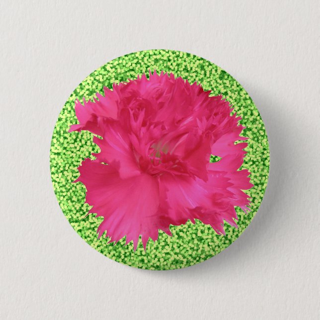 Badge Rond 5 Cm Bouton d'oeillet rose (Devant)