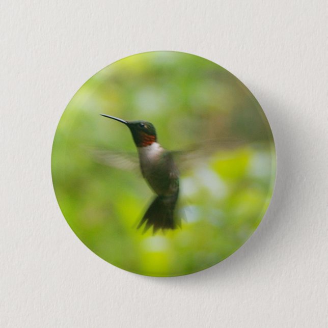 Badge Rond 5 Cm Bouton d'oiseau-colibri de Ruby-Homme (Devant)