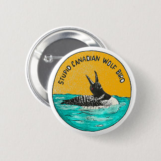 Badge Rond 5 Cm Bouton d'oiseau loup canadien