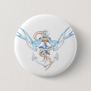 Badge Rond 5 Cm bouton d'oiseaux
