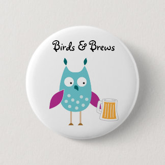Badge Rond 5 Cm Bouton d'oiseaux et de Brews