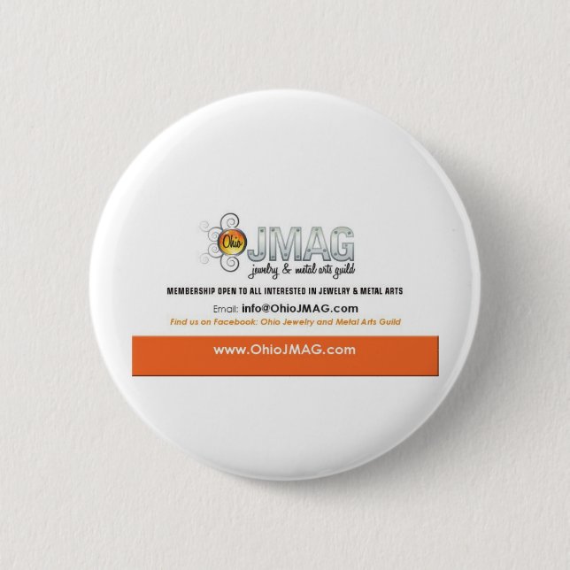 Badge Rond 5 Cm Bouton d'OJMAG avec le logo blanc et orange (Devant)