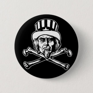 Badge Rond 5 Cm Bouton d'Oncle Sam et d'os croisés