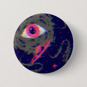 Badge Rond 5 Cm Bouton Doodle d'horreur cosmique Glitch
