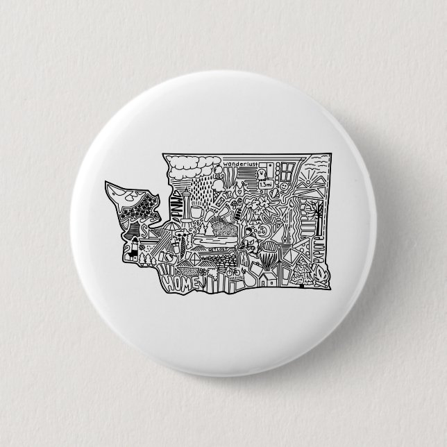 Badge Rond 5 Cm Bouton Doodle Washington (Devant)
