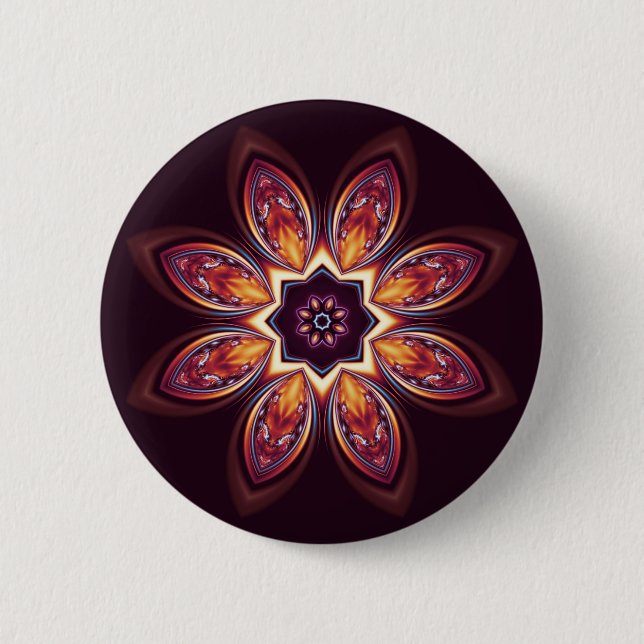 Badge Rond 5 Cm Bouton d'or de fractale de Lotus (Devant)