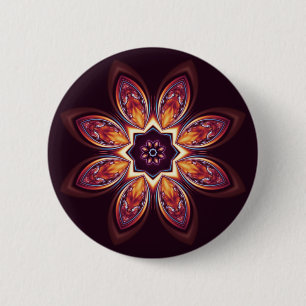 Badge Rond 5 Cm Bouton d'or de fractale de Lotus